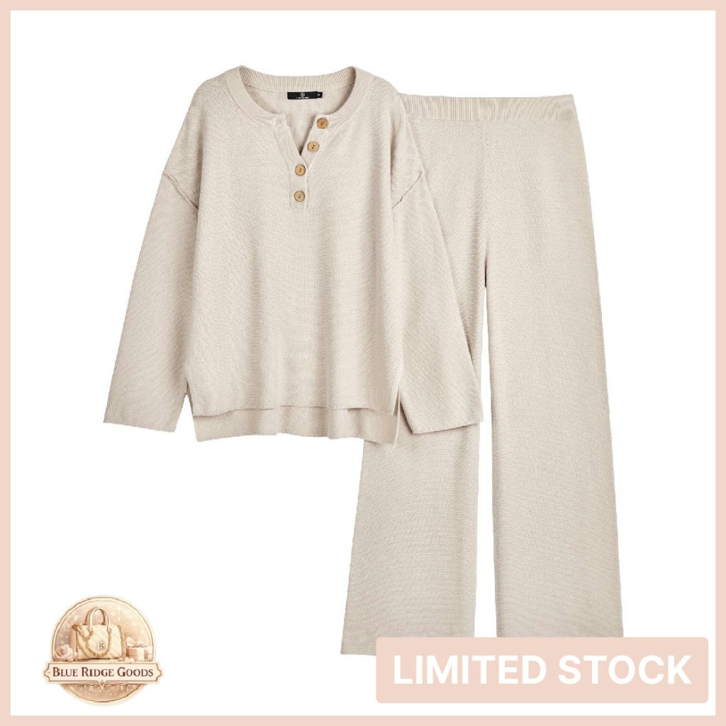 Oversized Slouchy Knit Lounge Set Cozy Matching Two Piece Y2k Chic